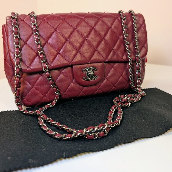 Chanel Burgundy Crystal Embellished Rectangular Classic Mini Flap Bag - Picture 4 of 16